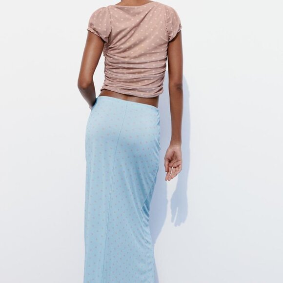Zara Printed Tulle Skirt Polka Dot Blue - Picture 3 of 5